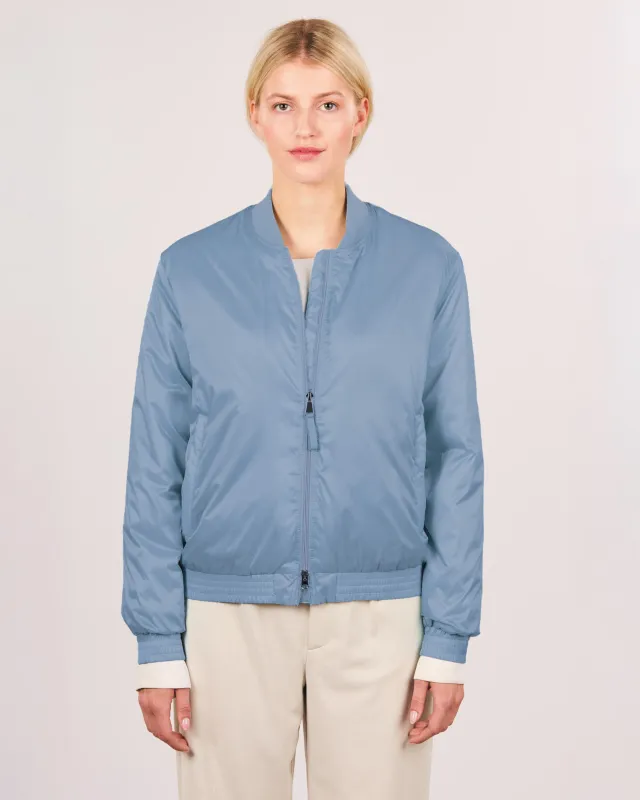 Bomberjacke Satin light - Blaue Bomberjacke für Damen
